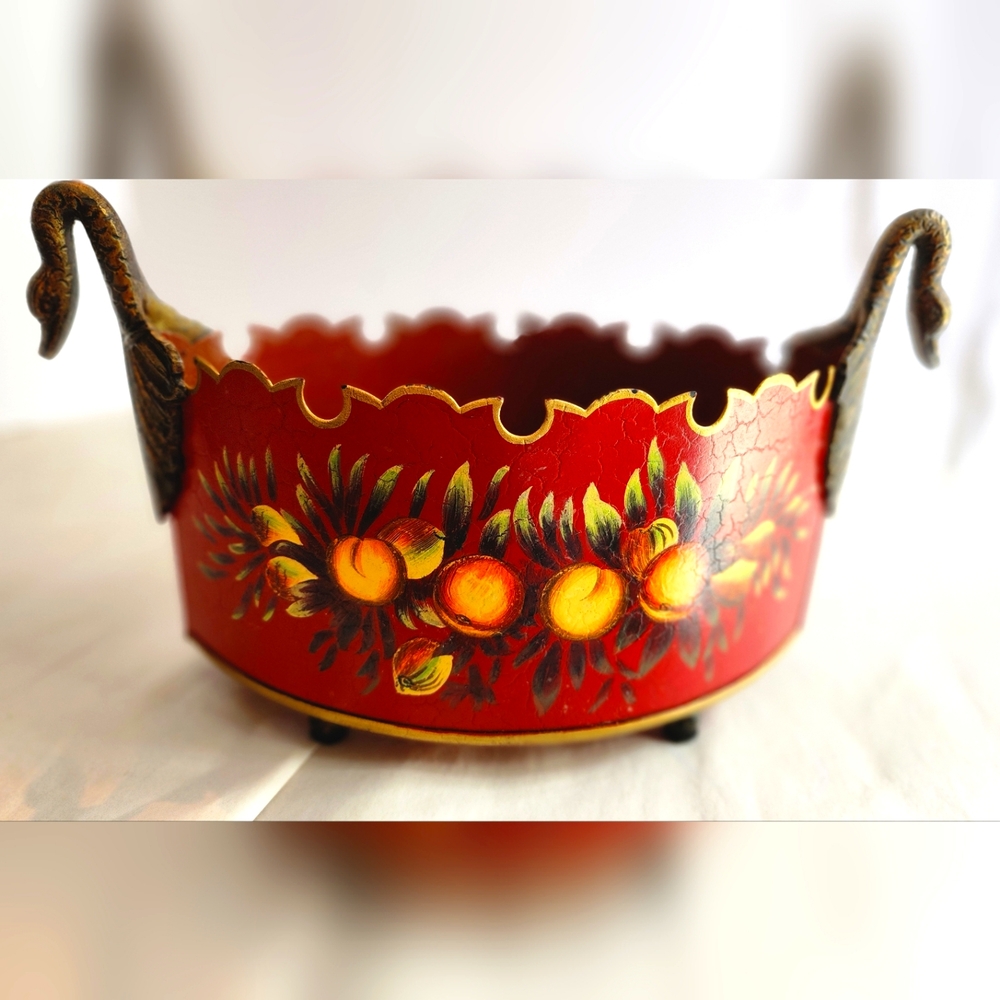 Crown Shaped Cache Pot with Brass Swans